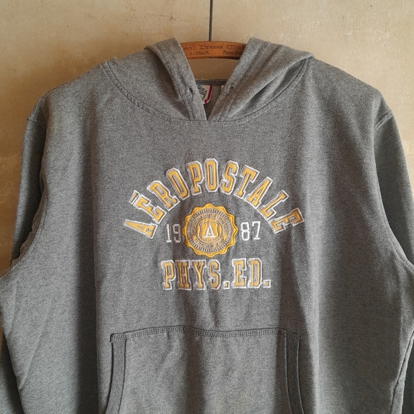 354a. gray vintage Aeropostale long sleeve embroidered y2k hoodie sweatshirt, XL - Picture 4 of 8